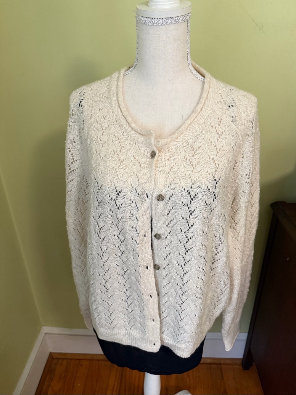 Treasure & Bond Cream Open-Knit Cardigan – 2X